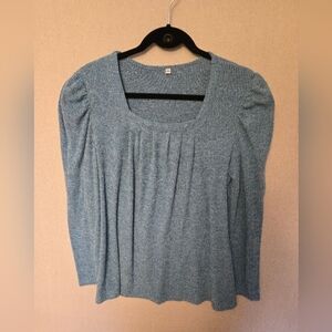 Blue Women's Puffed Shoulder Soft Top Sz XL EUC